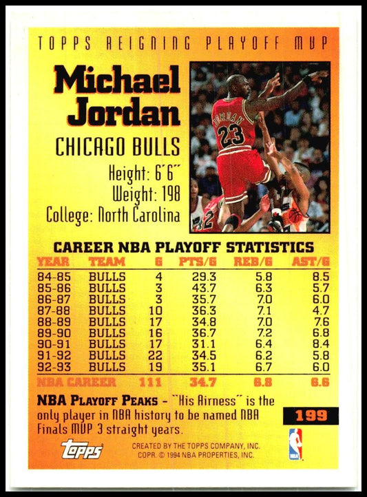 1993-94 Topps #199 Michael Jordan Chicago Bulls