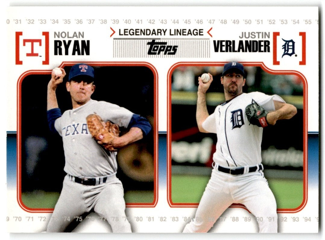 2010 Topps Legendary Lineage Nolan Ryan/Justin Verlander Texas Rangers/Detroit