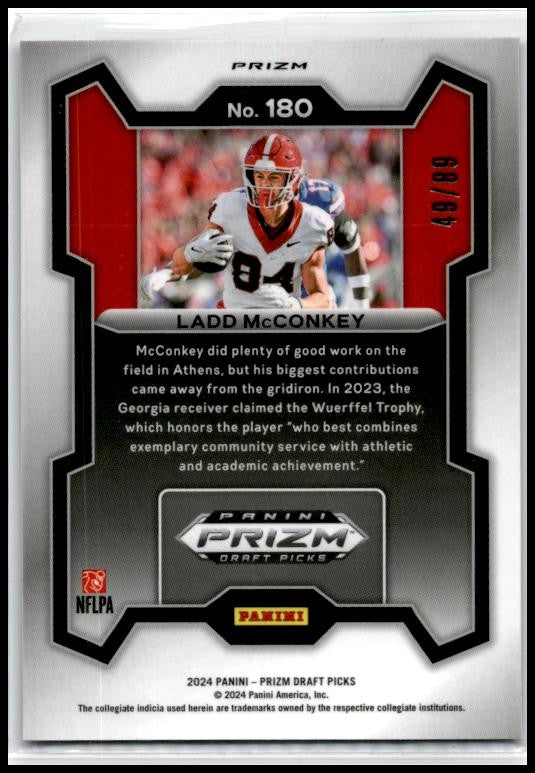 2024 Panini Prizm Draft Picks Blue Finite #180 Ladd McConkey Chargers