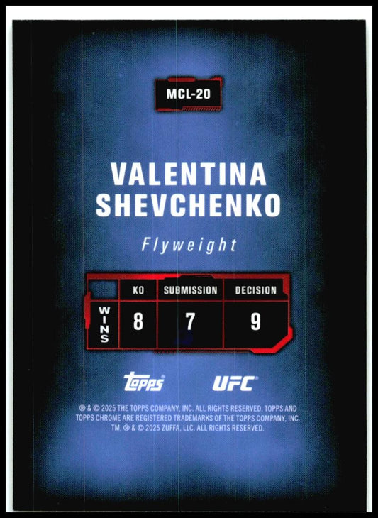 2025 Topps Chrome UFC Mission Control #MCL-20 Valentina Shevchenko