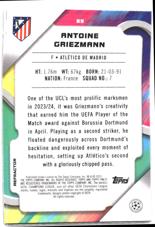 2024-25 Finest UEFA Club Competitions #89 Antoine Griezmann Refractor