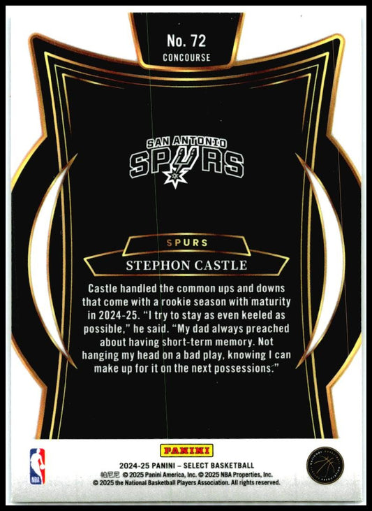 2024-25 Panini Select Blue (Retail) #72 Stephon Castle Rookie San Antonio Spurs