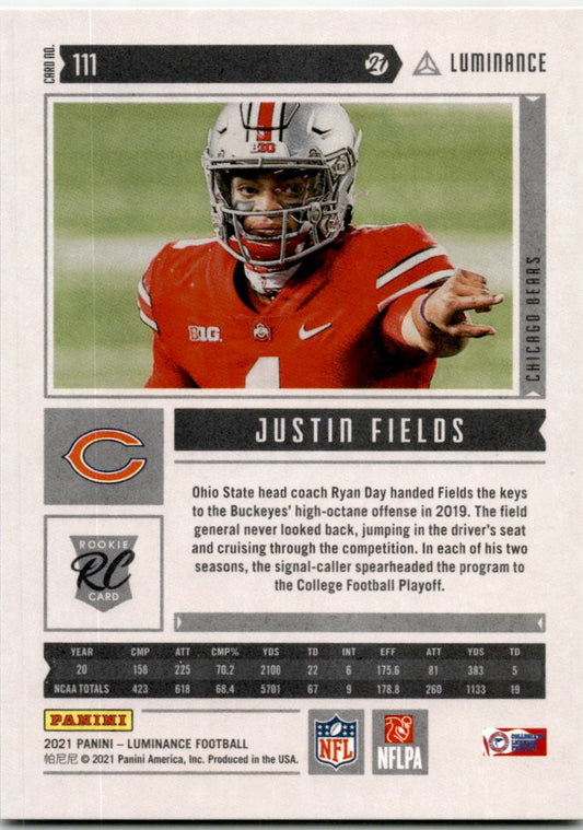 2021 Luminance #111 Justin Fields 153/299 Chicago Bears