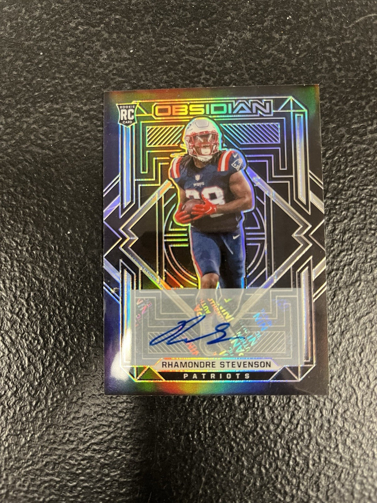 2021 Obsidian 136 Rhamondre Stevenson RC Auto /199 New England Patriots