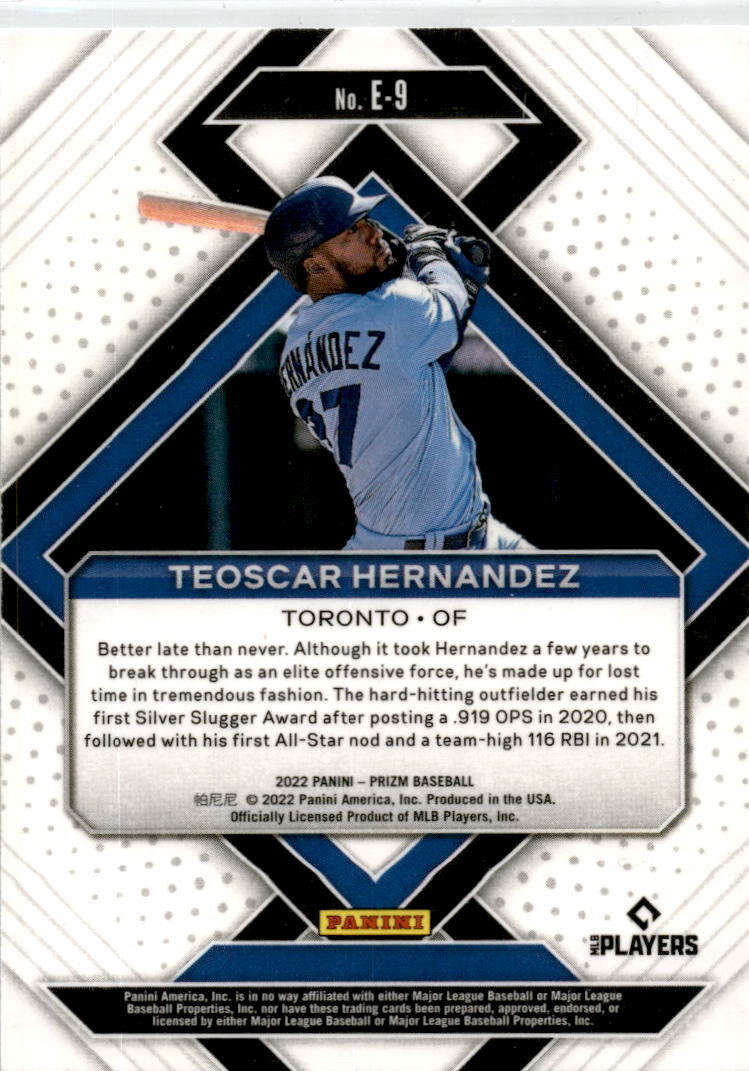 2022 Panini Prizm Emergent #E-9 Teoscar Hernandez Toronto Blue Jays