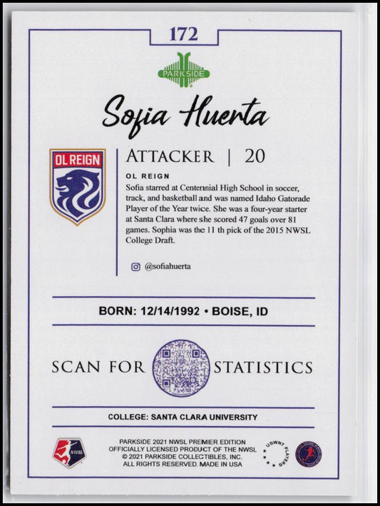 2021 Parkside NWSL Premier Edition #172 Sofia Huerta