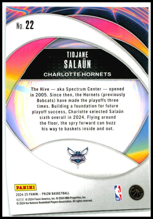 2024-25 Panini Prizm Instant Impact #22 Tidjane Salaun Charlotte Hornets