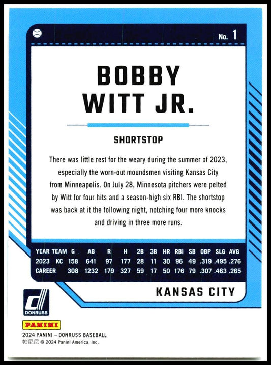 2024 Donruss #1 Bobby Witt Jr. Kansas City Royals