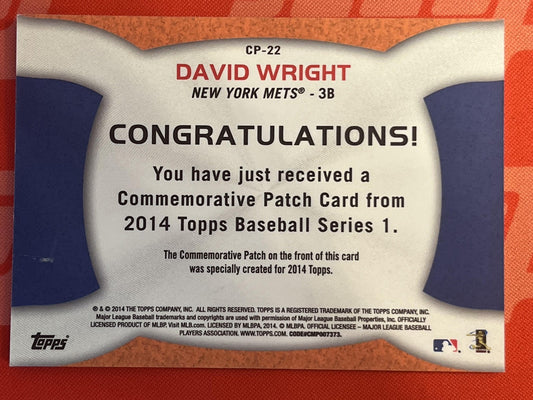 2014 Topps Commemorative Patches #CP-22 David Wright New York Mets