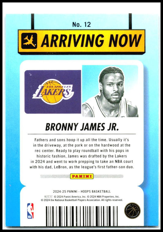 2024-25 Hoops Winter Arriving Now #12 Bronny James Jr. Los Angeles Lakers