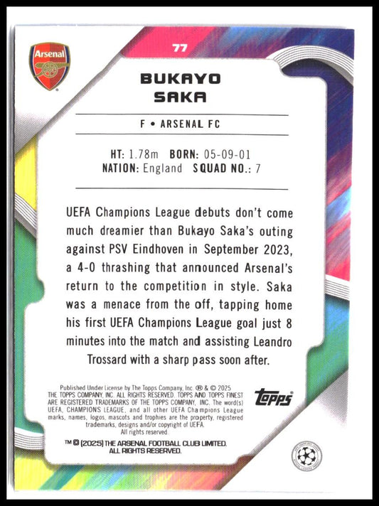 Bukayo Saka #77 2024-25 Finest UEFA Club Competitions