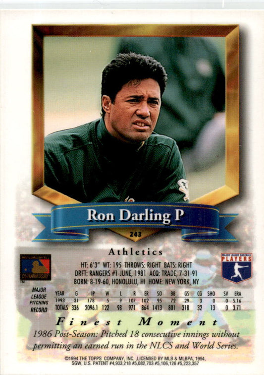 1994 Finest #243 Ron Darling Oakland Athletics