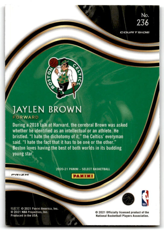 2020-21 Panini Select Red White Orange Shimmer Prizm Jaylen Brown Boston Celtics