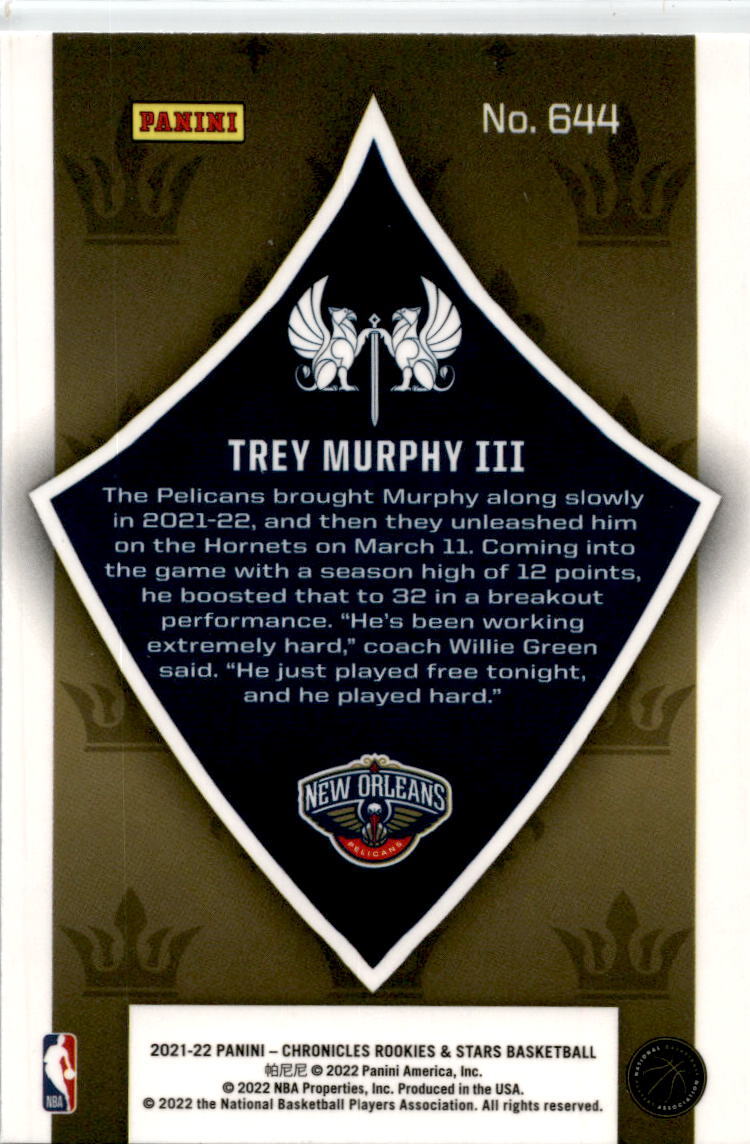 2021-22 Chronicles Rookies & Stars Crusade #644 Trey Murphy III Rookie Pelicans