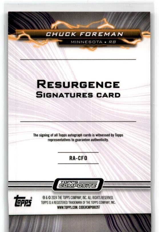 2024 Topps Composite Prism Purple Auto /10 #RA-CFO Chuck Foreman Minnesota