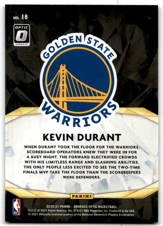 2020-21 Panini Contenders Optic Winner Stays Kevin Durant Golden State Warriors
