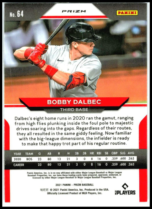 2021 Panini Prizm Red/White/Blue Prizm #64 Bobby Dalbec Boston Red Sox