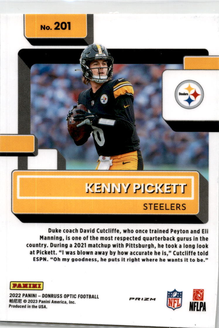 2022 Donruss Optic Holo #201 Kenny Pickett Rookie Pittsburgh Steelers