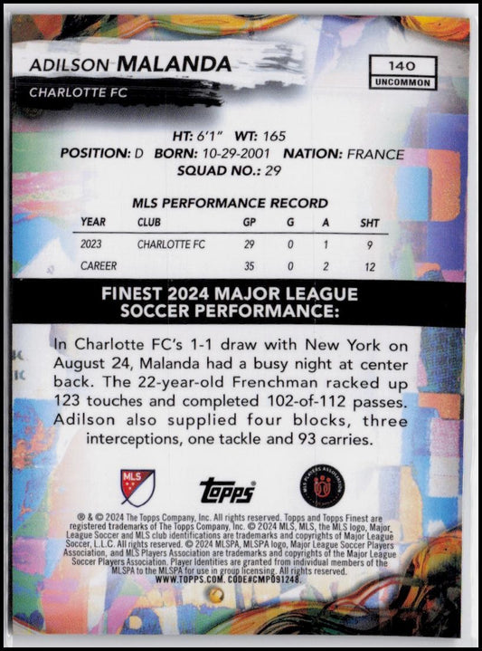 2024 Finest MLS #140 Adilson Malanda Checkerboard Refractor