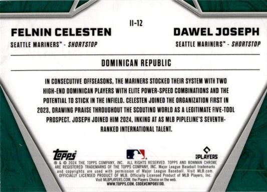 2024 Bowman Chrome International Impact #II-12 Celesten / Joseph Seattle Mariner