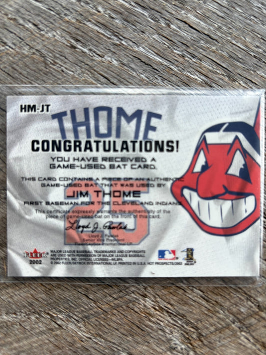 2002 Fleer Hot Prospects MLB Hot Materials #HM-JT Jim Thome Cleveland Indians