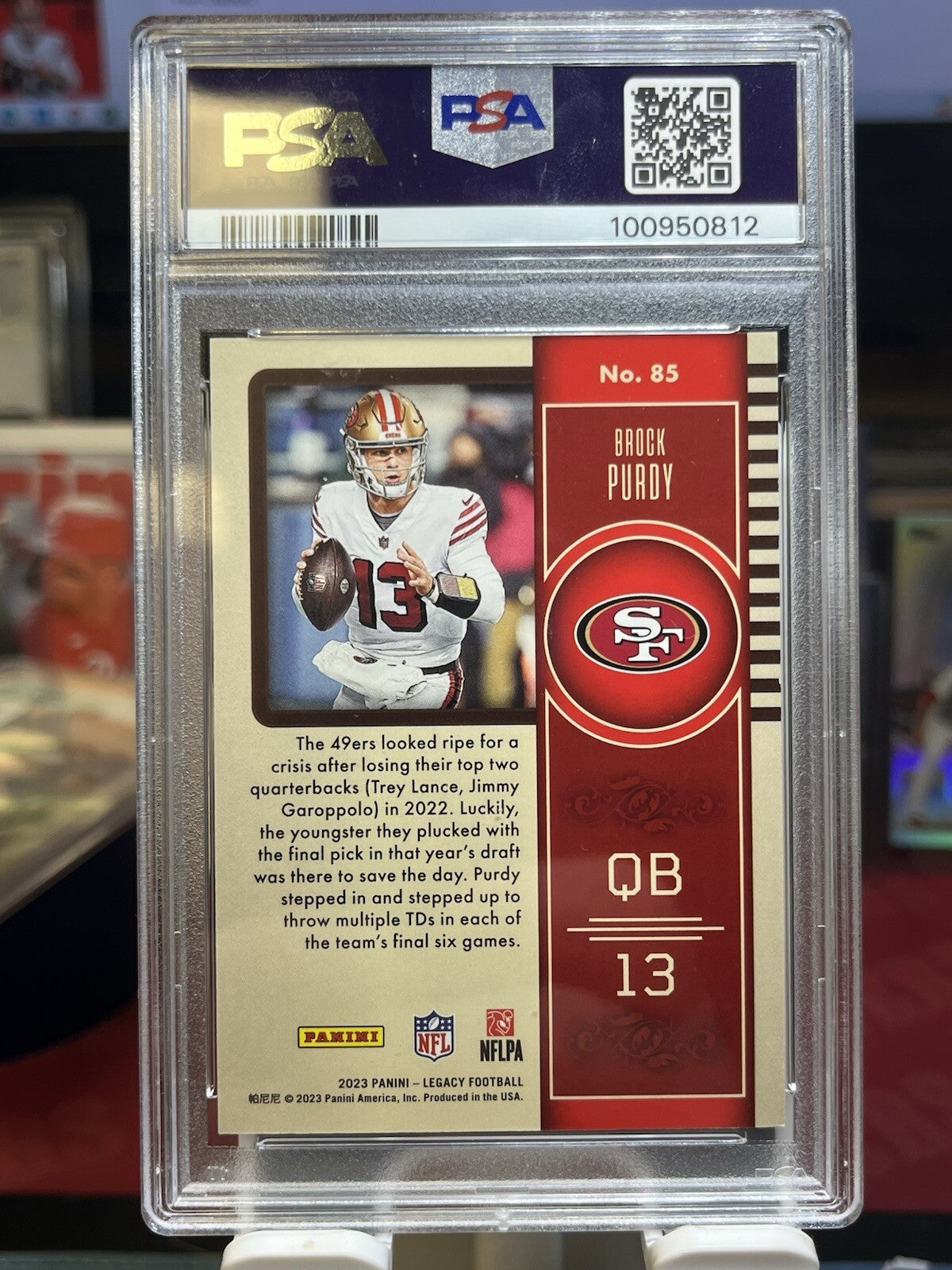 2023 Legacy Yellow 85 Brock Purdy #/150 PSA 9 San Francisco 49ers