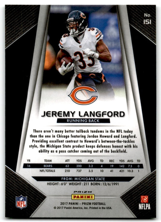 2017 Panini Prizm Green Jeremy Langford Chicago Bears #151