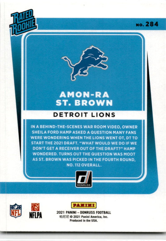 2021 Donruss #284 Amon-Ra St. Brown Rookie Detroit Lions
