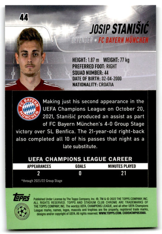 2022 Stadium Club Chrome Josip Stanišić FC Bayern Munchen #44