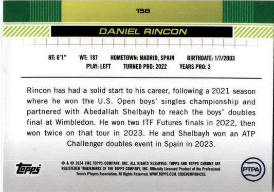 2024 Topps Chrome Tennis #158 Daniel Rincon