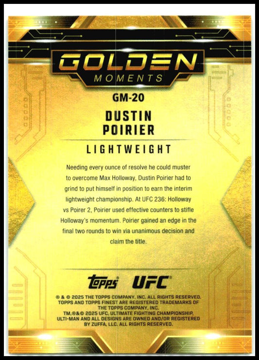 2025 Topps Finest UFC - Golden Moments #GM-20 Dustin Poirier