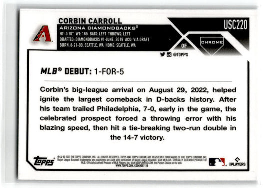 2023 Topps Chrome Update #USC220 Corbin Carroll Arizona Diamondbacks