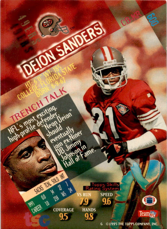 1994 Stadium Club #600 Deion Sanders SF 49ers