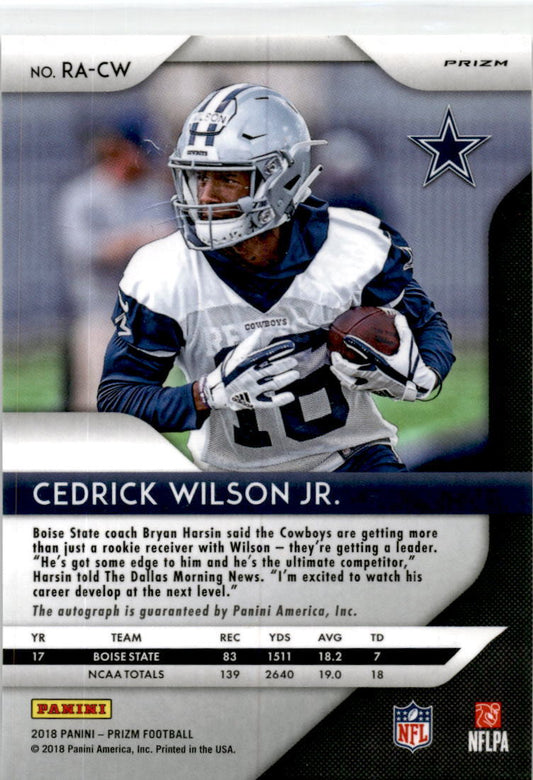 2018 Prizm Silver #RA-CW Cedrick Wilson Jr. Autograph Rookie Dallas Cowboys