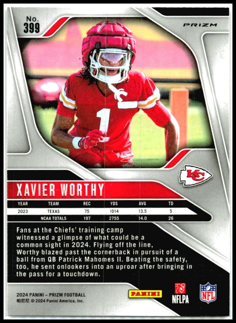 2024 Panini Prizm Lazer #399 Xavier Worthy Rookie Kansas City Chiefs
