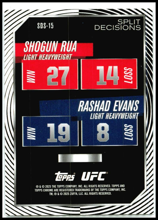 2025 Topps Chrome UFC Split Decision #SDS-15 Rashad Evans / Shogun Rua