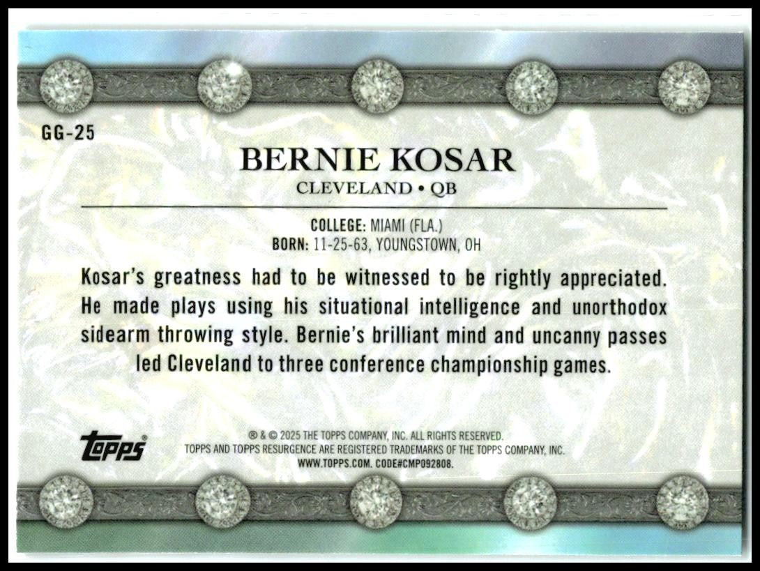 2024 Topps Resurgence Glimmer and Gleam #GG-25 Bernie Kosar Cleveland Browns