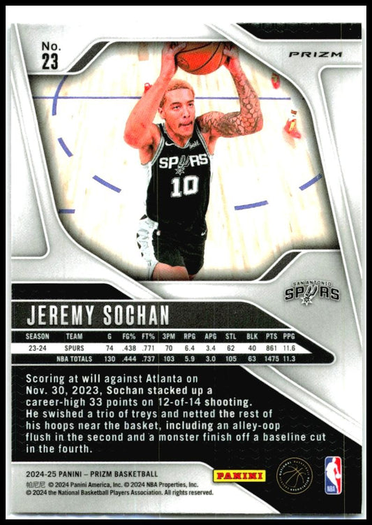 2024-25 Panini Prizm Prizms Red Ice #23 Jeremy Sochan San Antonio Spurs