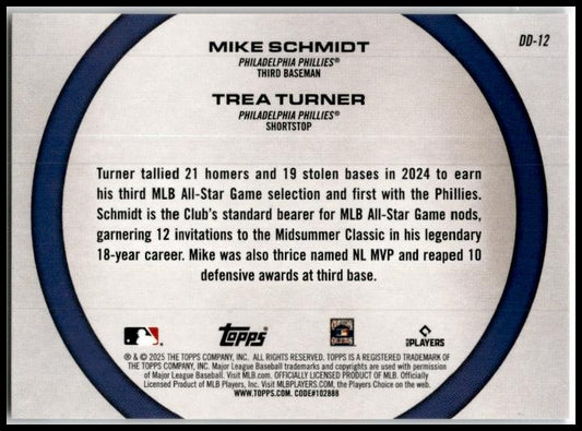 2025 Topps Dynamic Duos #DD-12 Mike Schmidt / Trea Turner Philadelphia Phillies