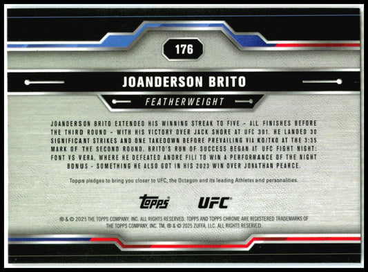 2025 Topps Chrome UFC Red, White & Blue Refractor #176 Joanderson Brito #/88