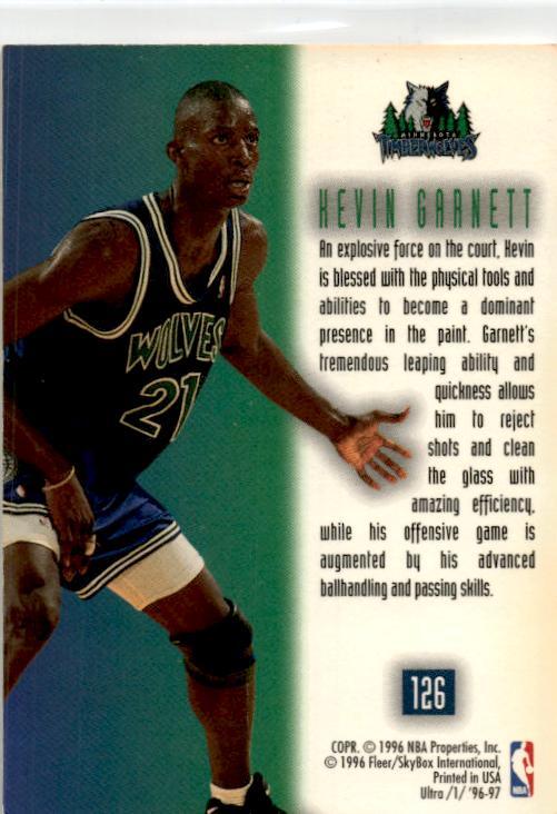 1996-97 Ultra #126 Kevin Garnett Minnesota Timberwolves