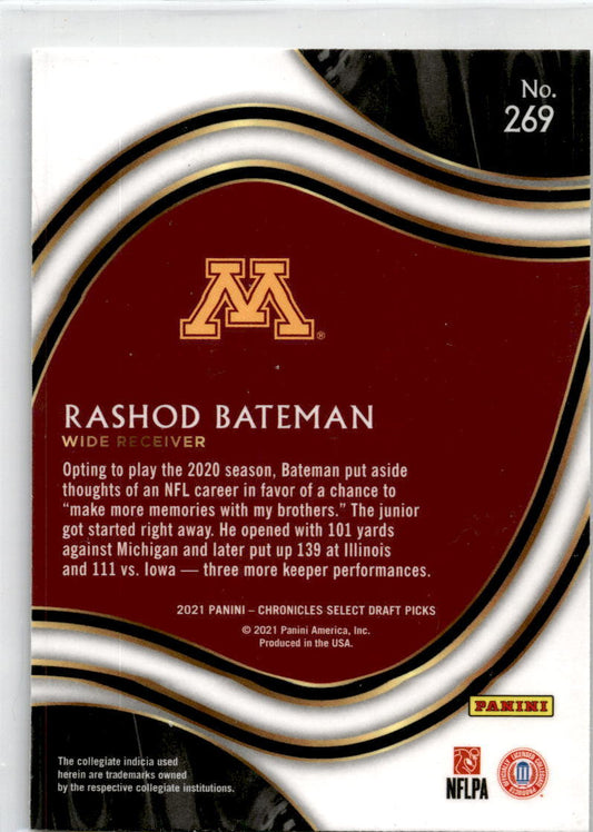 2021 Panini Chronicles Draft Picks #269 Rashod Bateman Baltimore Ravens