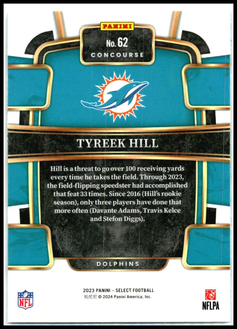 2023 Panini Select #62 Tyreek Hill Miami Dolphins