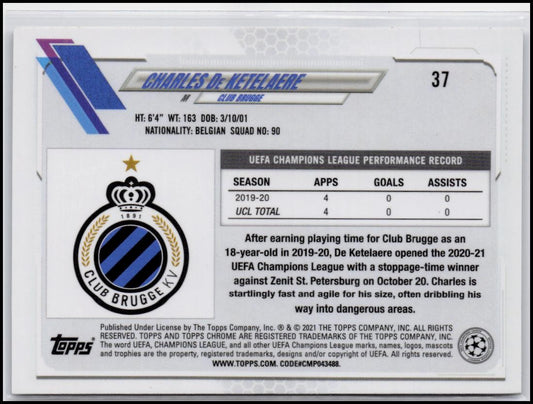 2020-21 Topps Chrome UEFA Champions League #37 Charles De Ketelaere