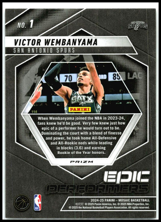 2024-25 Panini Mosaic Epic Performers Mosaic #1 Victor Wembanyama Spurs
