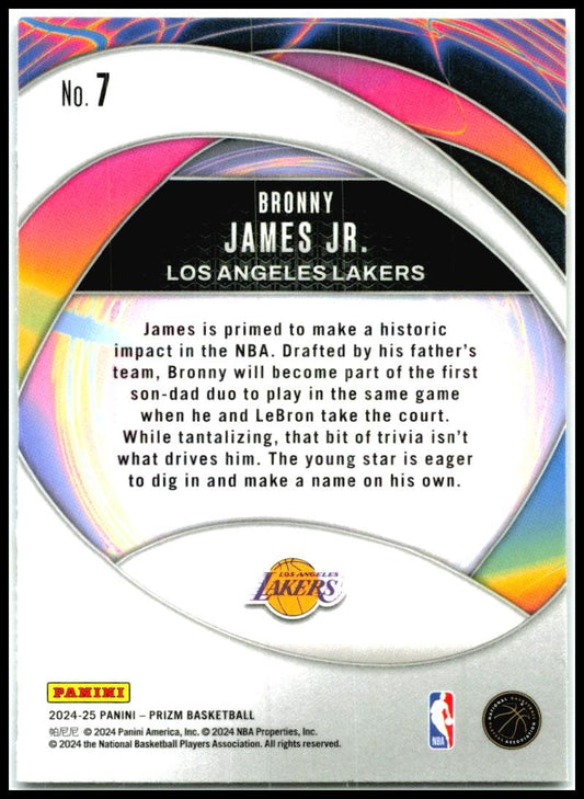 2024-25 Panini Prizm Instant Impact #7 Bronny James Jr. Los Angeles Lakers