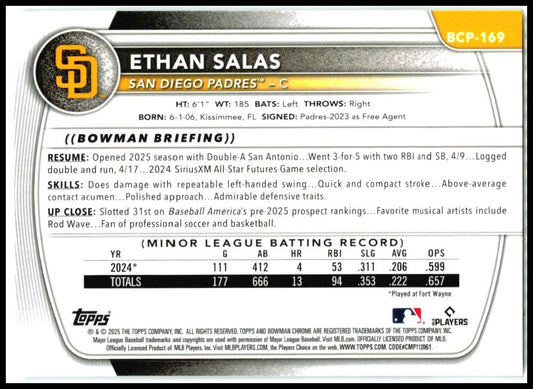 2025 Bowman Chrome Speckle #BCP-169 Ethan Salas