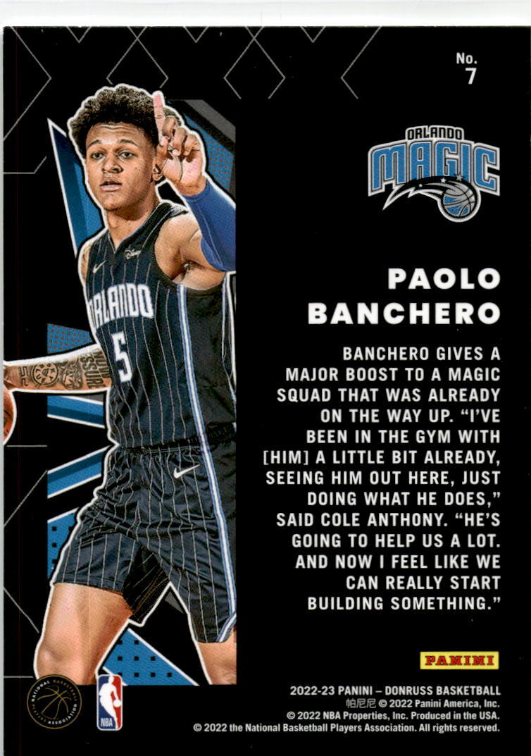 2022 Donruss Great X-Pectations #7 Paolo Banchero Orlando Magic.