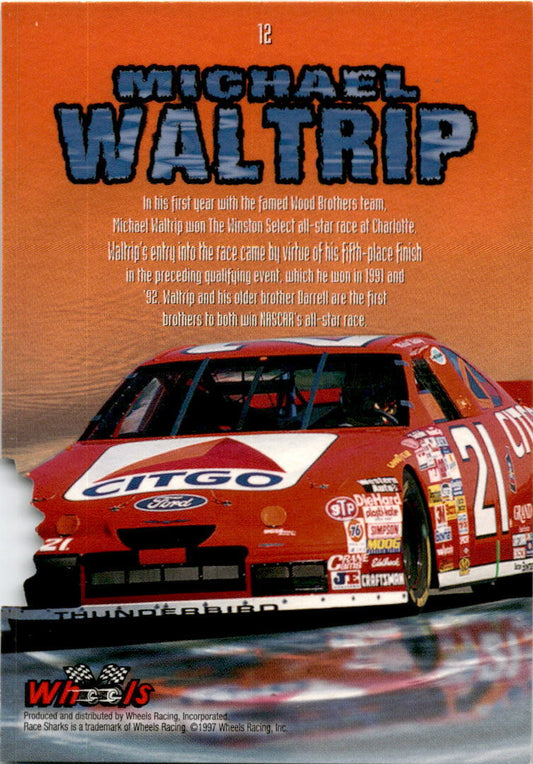 1997 Wheels Race Sharks #12 Michael Waltrip Wood Brothers Racing