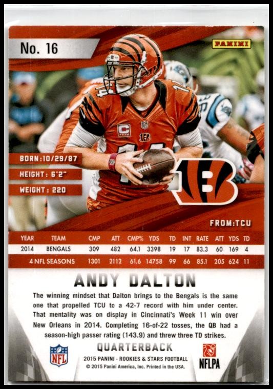 2015 Panini Rookies & Stars Longevity Red /299 #16 Andy Dalton Bengals